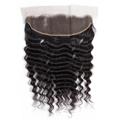 DRESSMAKER Deep Wave Hand Tied 13x4 Lace Closure Natural Color DRESSMAKER HAIR OFFICIAL STORE