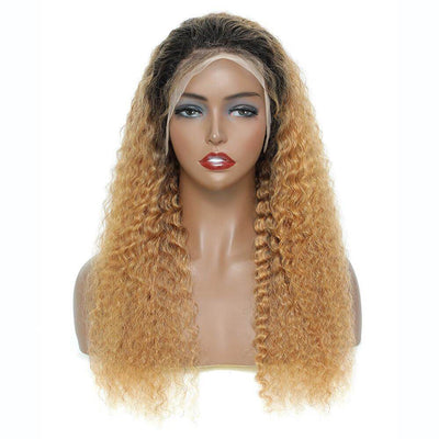 DRESSMAKER 13x4 Deep Wave Lace Front Wigs HD Lace 100% Unprocessed Human Hair Wig (T1B/27) DRESSMAKER HAIR OFFICIAL STORE