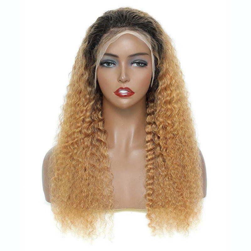 DRESSMAKER 13x4 Deep Wave Lace Front Wigs HD Lace 100% Unprocessed Human Hair Wig (T1B/27) DRESSMAKER HAIR OFFICIAL STORE