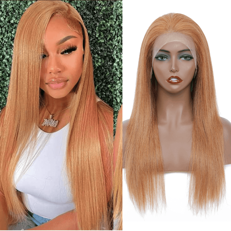 DRESSMAKER 13x4 Long Straight Lace Front Wig HD Lace Brown Human Hair Wig(