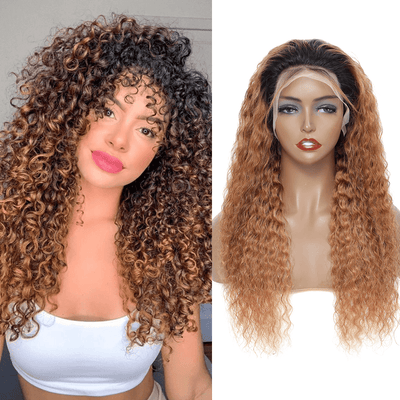 DRESSMAKER 13x4 Deep Wave Lace Front Human Hair Wig HD Lace 100% Brazilian Human Hair (T1B/30) DRESSMAKER HAIR OFFICIAL STORE