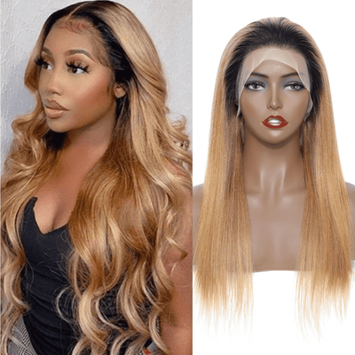 DRESSMAKER 13x4 Straight Lace Front Wig HD Lace Long Human Hair Wig (T1B/27) DRESSMAKER HAIR OFFICIAL STORE