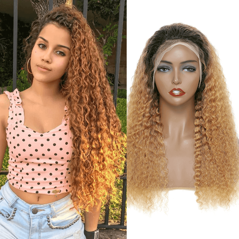 DRESSMAKER 13x4 Deep Wave Lace Front Wigs HD Lace 100% Unprocessed Human Hair Wig (T1B/27) DRESSMAKER HAIR OFFICIAL STORE