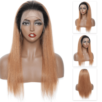 DRESSMAKER 13x4 Straight Lace Front Wig HD Lace Long Brown Human Hair Wig(T1B/30) DRESSMAKER HAIR OFFICIAL STORE