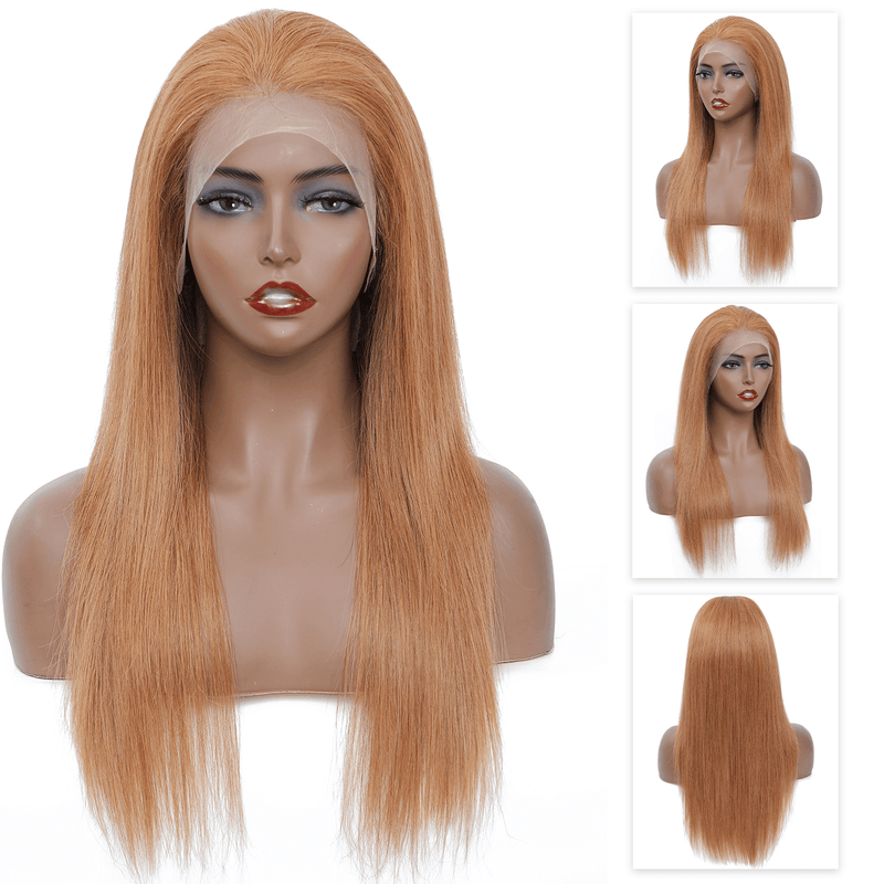 DRESSMAKER 13x4 Long Straight Lace Front Wig HD Lace Brown Human Hair Wig(