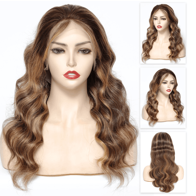 DRESSMAKER 13x4 Ombre Honey Blond Body Wave Lace Front Wig Highlight Lace Human Hair Wig DRESSMAKER HAIR OFFICIAL STORE