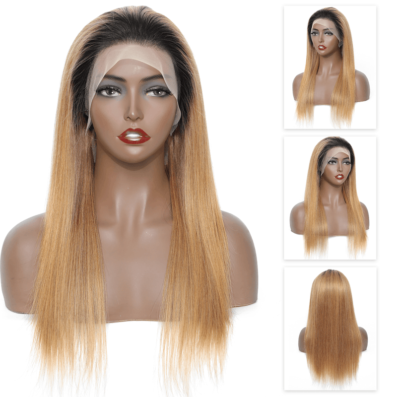 DRESSMAKER 13x4 Straight Lace Front Wig HD Lace Long Human Hair Wig (T1B/27) DRESSMAKER HAIR OFFICIAL STORE