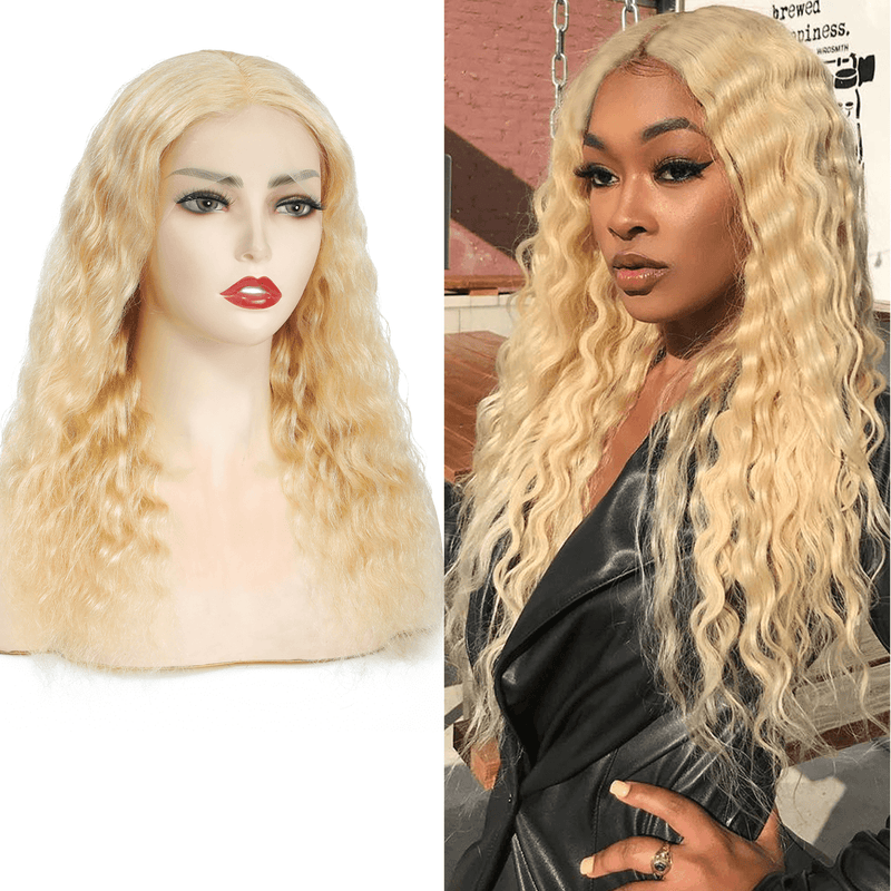 DRESSMAKER Hand Tied HD Lace Wig Blonde Loose Deep T Part Human Hair Wig DRESSMAKER HAIR OFFICIAL STORE