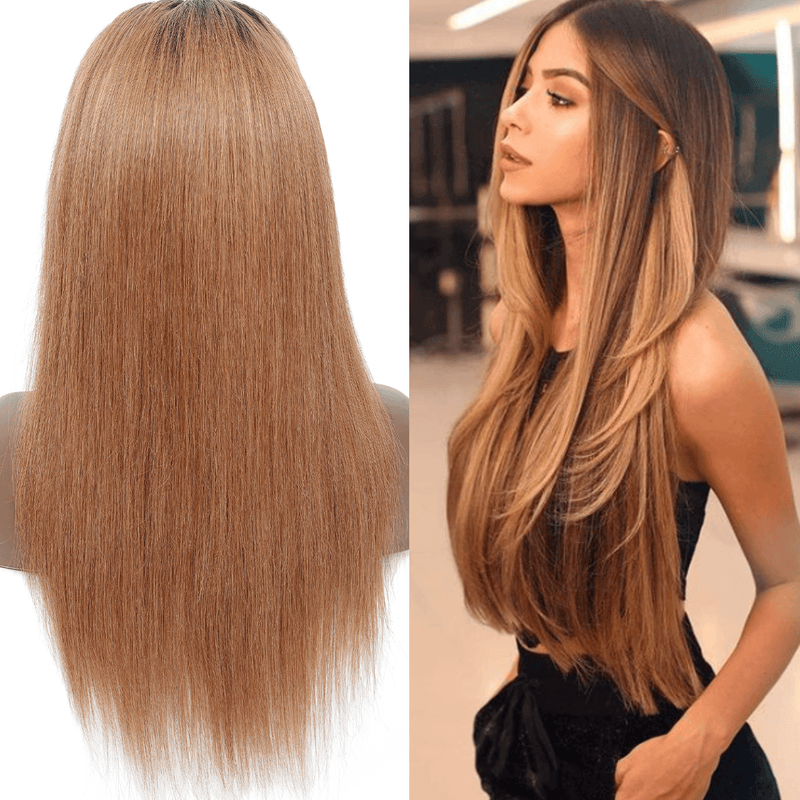 DRESSMAKER 13x4 Straight Lace Front Wig HD Lace Long Brown Human Hair Wig(T1B/30) DRESSMAKER HAIR OFFICIAL STORE