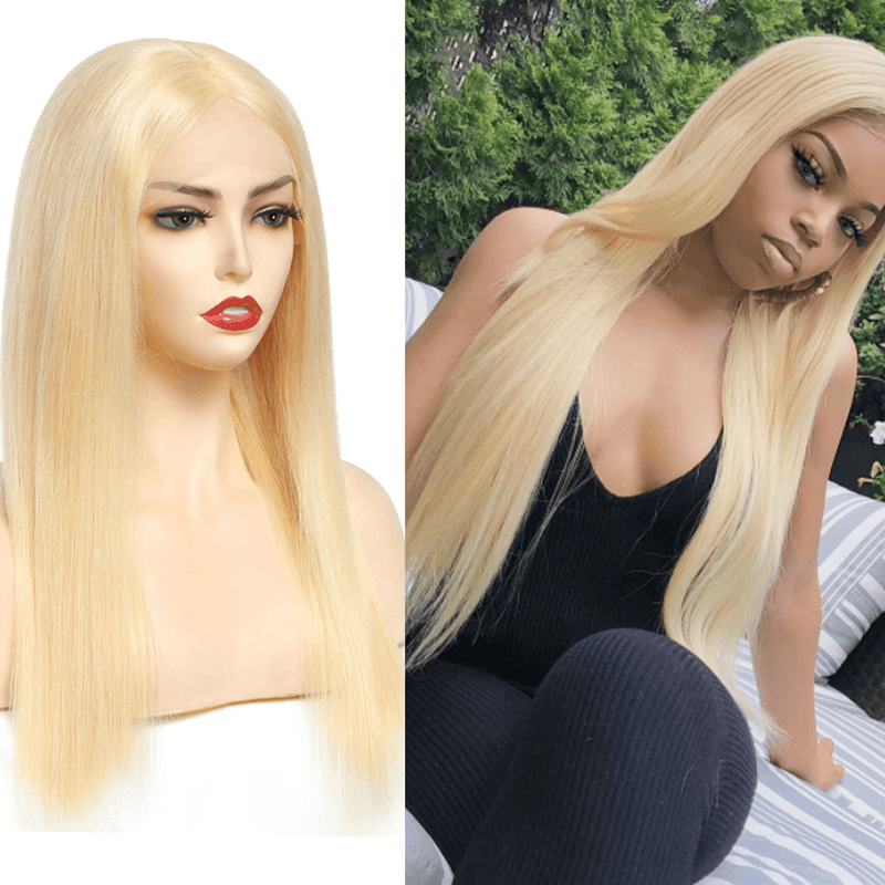 DRESSMAKER Blonde Straight T Part HD Lace Human Hair Wig Pre Plucked Virgin Hair Wig DRESSMAKER HAIR OFFICIAL STORE