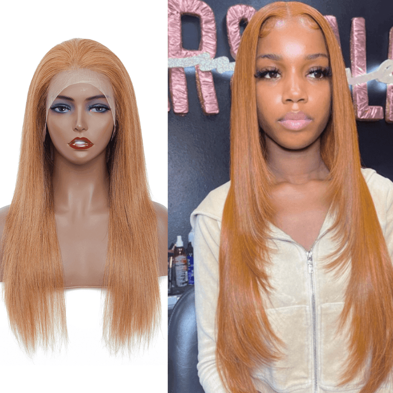 DRESSMAKER 13x4 Long Straight Lace Front Wig HD Lace Brown Human Hair Wig(