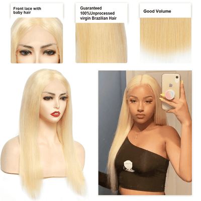 DRESSMAKER Blonde Straight T Part HD Lace Human Hair Wig Pre Plucked Virgin Hair Wig DRESSMAKER HAIR OFFICIAL STORE