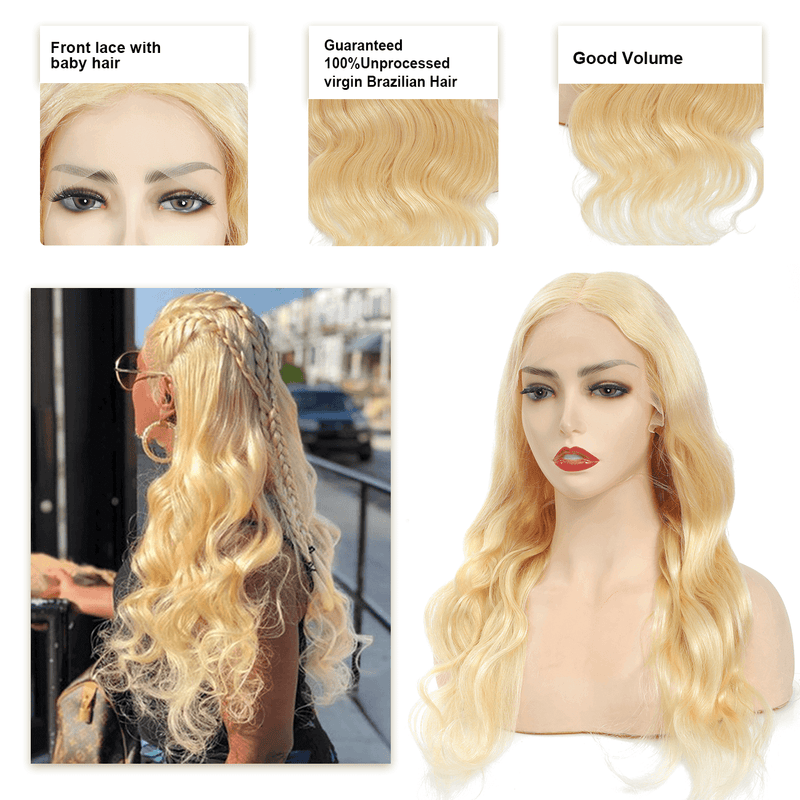 DRESSMAKER Blonde Body Wave HD Lace 130% Density T Part Human Hair Lace Wig DRESSMAKER HAIR OFFICIAL STORE