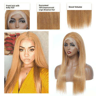 DRESSMAKER 13x4 Straight Lace Front Human Hair Wig Virgin Hair HD Lace (#27) DRESSMAKER HAIR OFFICIAL STORE