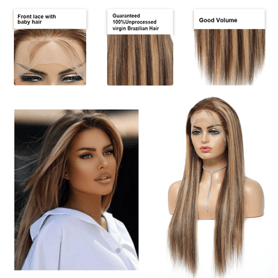 DRESSMAKER 13x4 Straight Ombre Honey Blonde Lace Front Wig HD Lace Human Hair Wig DRESSMAKER HAIR OFFICIAL STORE