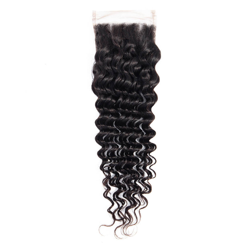 DRESSMAKER Deep Wave 4x4 Human Hair Lace Closure Natural Color DRESSMAKER HAIR OFFICIAL STORE