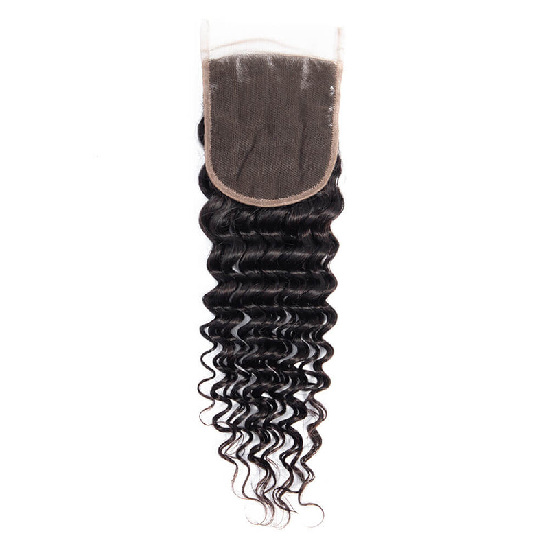 DRESSMAKER Deep Wave 4x4 Human Hair Lace Closure Natural Color DRESSMAKER HAIR OFFICIAL STORE