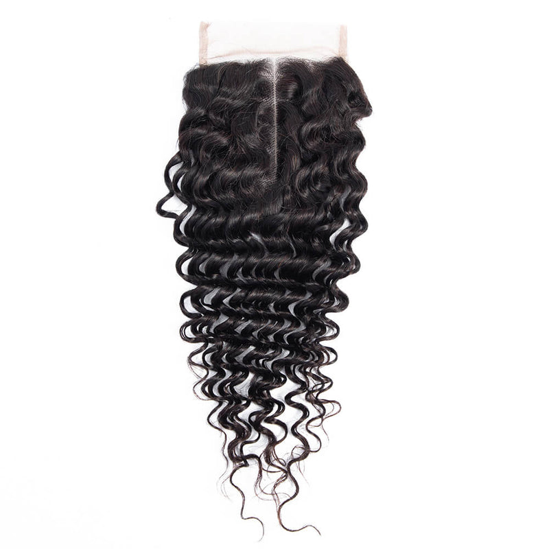 DRESSMAKER Deep Wave 4x4 Human Hair Lace Closure Natural Color DRESSMAKER HAIR OFFICIAL STORE