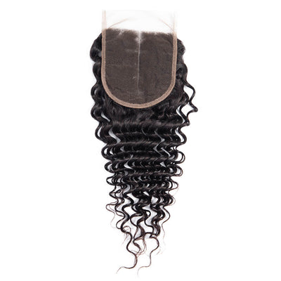 DRESSMAKER Deep Wave 4x4 Human Hair Lace Closure Natural Color DRESSMAKER HAIR OFFICIAL STORE