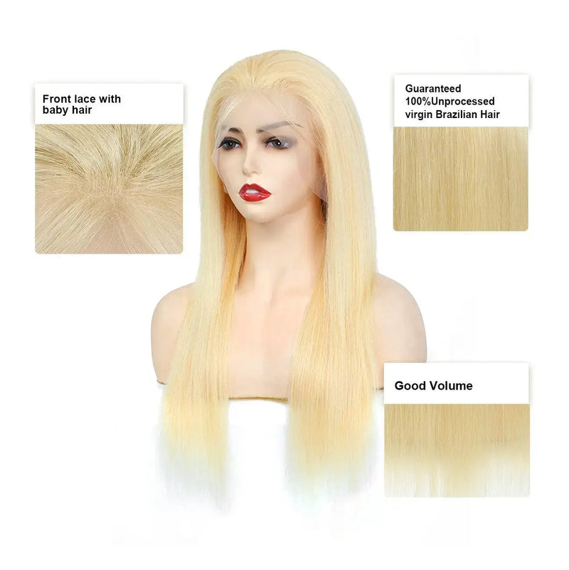 DRESSMAKER 13x4 Blonde Straight Lace Frontal Wig Hand Tied HD Lace Human Hair Wig DRESSMAKER HAIR OFFICIAL STORE