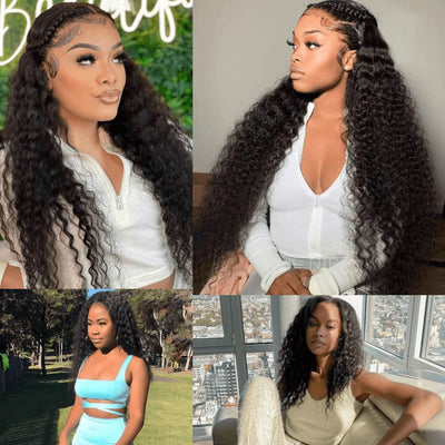 DRESSMAKER 13x4 Deep Wave Lace Front Wig HD Lace Human Hair Curly Wig Natural Color DRESSMAKER HAIR OFFICIAL STORE