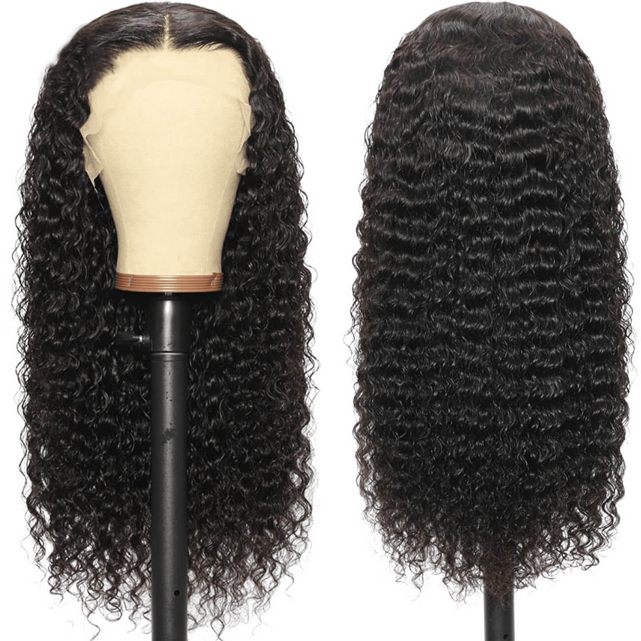 DRESSMAKER 13x4 Deep Wave Lace Front Wig HD Lace Human Hair Curly Wig ...