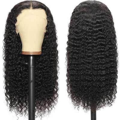 DRESSMAKER 13x4 Deep Wave Lace Front Wig HD Lace Human Hair Curly Wig Natural Color DRESSMAKER HAIR OFFICIAL STORE
