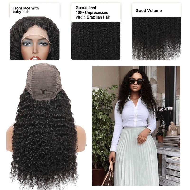 DRESSMAKER 13x4 Deep Wave Lace Front Wig HD Lace Human Hair Curly Wig Natural Color DRESSMAKER HAIR OFFICIAL STORE