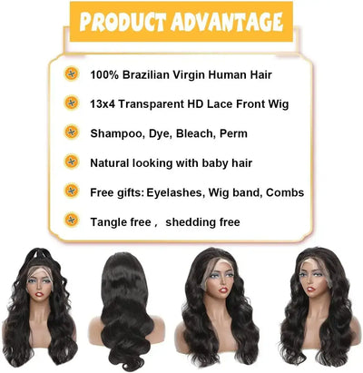 DRESSMAKER 13x4 HD Lace Body Wave Lace Front Human Hair Wigs Natural Color DRESSMAKER HAIR OFFICIAL STORE