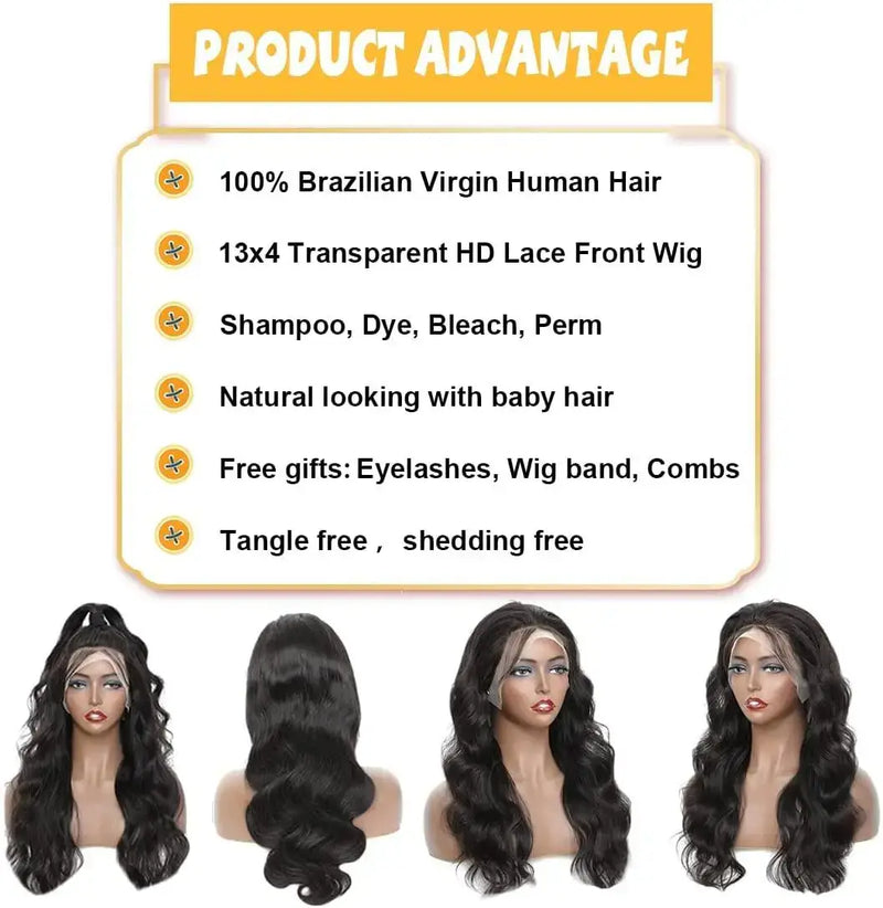 DRESSMAKER 13x4 HD Lace Body Wave Lace Front Human Hair Wigs Natural Color DRESSMAKER HAIR OFFICIAL STORE