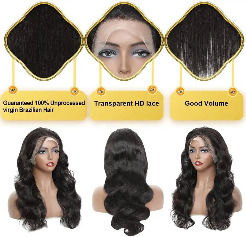 DRESSMAKER 13x4 HD Lace Body Wave Lace Front Human Hair Wigs Natural Color DRESSMAKER HAIR OFFICIAL STORE