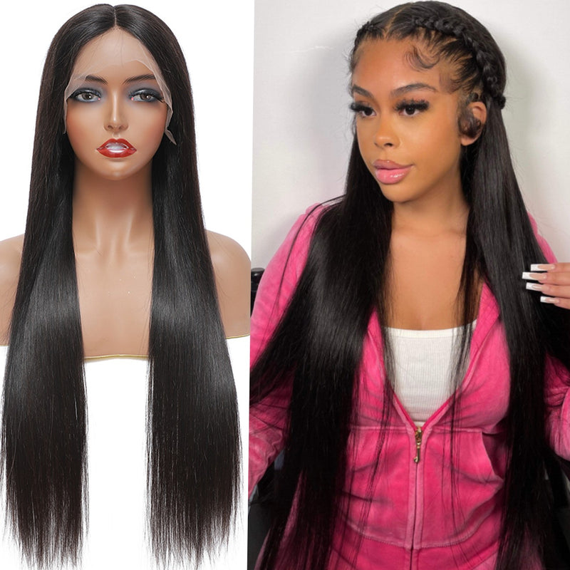 DRESSMAKER Long Straight T Part Human Hair Wig Pre Plucked Unprocessed Human Hair Wig Natural Color DRESSMAKER HAIR OFFICIAL STORE