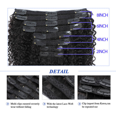 DRESSMAKER Human Hair Clip In Hair Kinky Curl Human Hair Extensions Natural Color DRESSMAKER HAIR OFFICIAL STORE