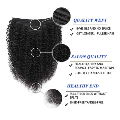 DRESSMAKER Human Hair Clip In Hair Kinky Curl Human Hair Extensions Natural Color DRESSMAKER HAIR OFFICIAL STORE