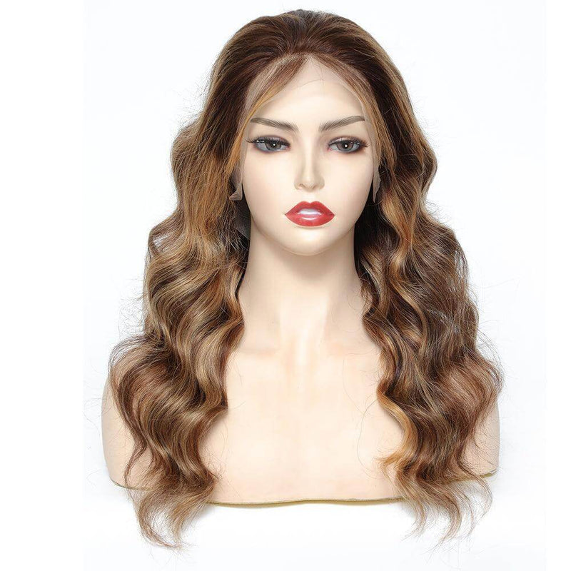 DRESSMAKER 13x4 Ombre Honey Blond Body Wave Lace Front Wig Highlight Lace Human Hair Wig DRESSMAKER HAIR OFFICIAL STORE