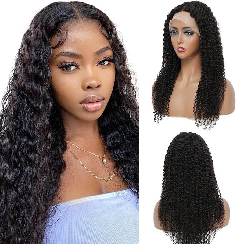 DRESSMAKER Deep Wave T-Part Human Hair Wig HD Lace Pre Plucked Middle Part Wig Natural Color DRESSMAKER HAIR OFFICIAL STORE