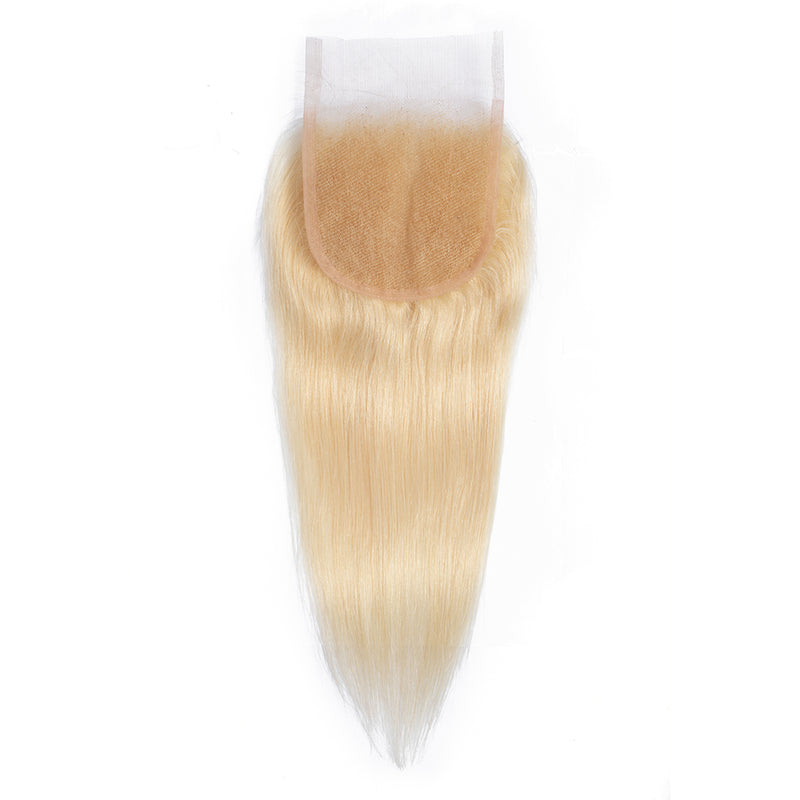 DRESSMAKER Straight Blonde Human Hair Closure 4x4 Hand Tied Lace Closure DRESSMAKER HAIR OFFICIAL STORE