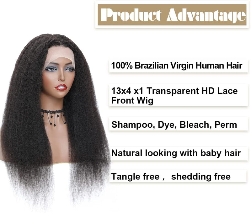 DRESSMAKER Pre Plucked Kinky Straight HD Lace T Part Human Hair Wig Natural Color DRESSMAKER HAIR OFFICIAL STORE