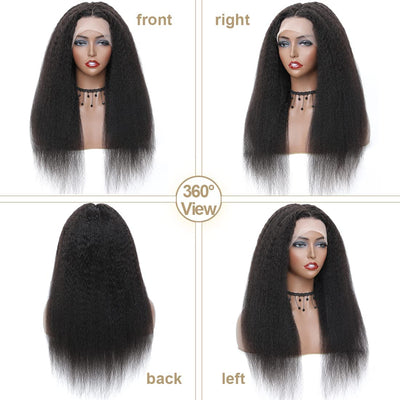 DRESSMAKER Pre Plucked Kinky Straight HD Lace T Part Human Hair Wig Natural Color DRESSMAKER HAIR OFFICIAL STORE