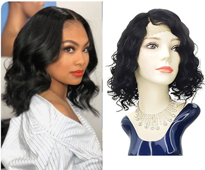 DRESSMAKER Lace Part Wig Short Bob Curly Human Hair Wigs Natural Color(Mia Max) DRESSMAKER HAIR OFFICIAL STORE