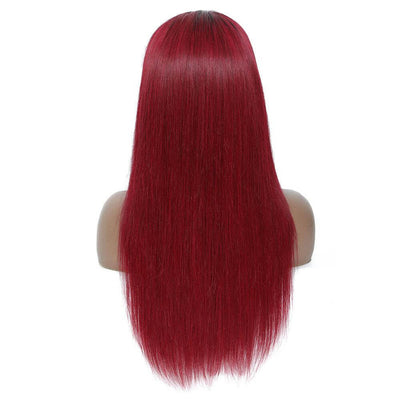 DRESSMAKER 13x4 Long Straight Lace Front Wig HD Lace T1B/Burgandy Human Hair Wig DRESSMAKER HAIR OFFICIAL STORE